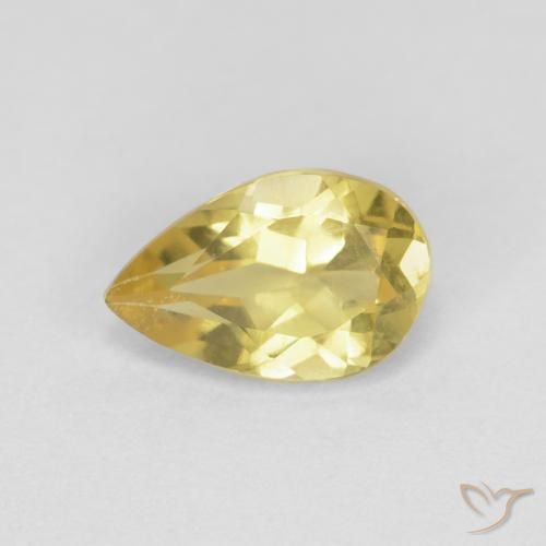 0.85ct Натуральный Светло-желтый Берилл, Форма груши, Чистота VS
