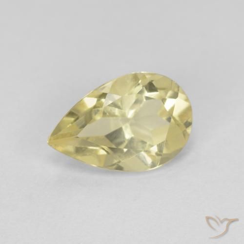 0.84ct Натуральный Средне-светло-желтый Берилл, Форма груши, Чистота VS