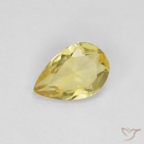 0.50ct Натуральный Светло-медово-желтый Берилл, Форма груши, Чистота VS