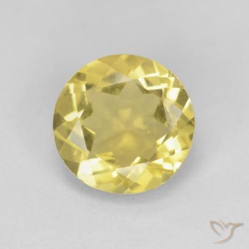 1.23ct Натуральный Светло-желтый Берилл, Круглый, VVS-VS