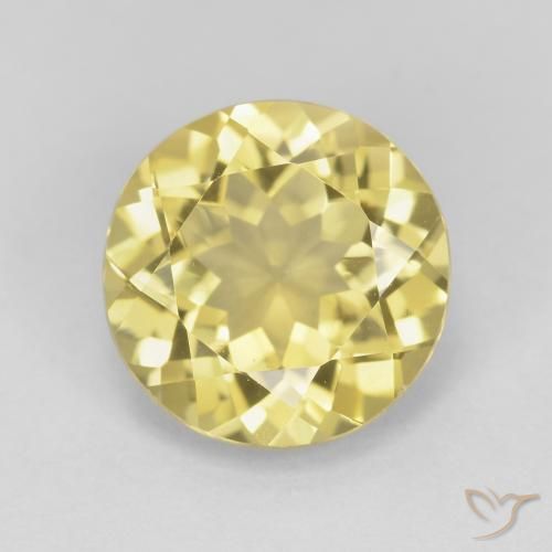 2.35ct Натуральный Средне-светло-желтый Берилл, Круглый, Чистота VVS