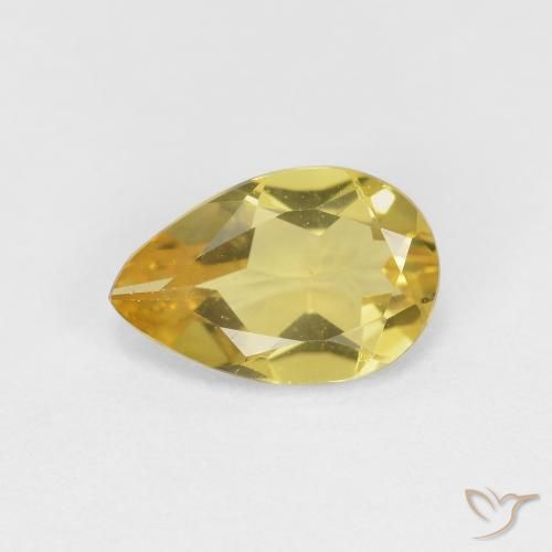 1.02ct Натуральный Светло-желтый Берилл, Форма груши, Чистота VVS