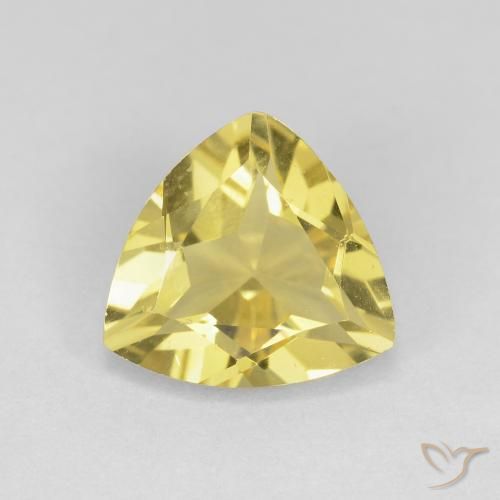 1.41ct Натуральный Средне-светло-желтый Берилл, Триллион, Чистота VVS
