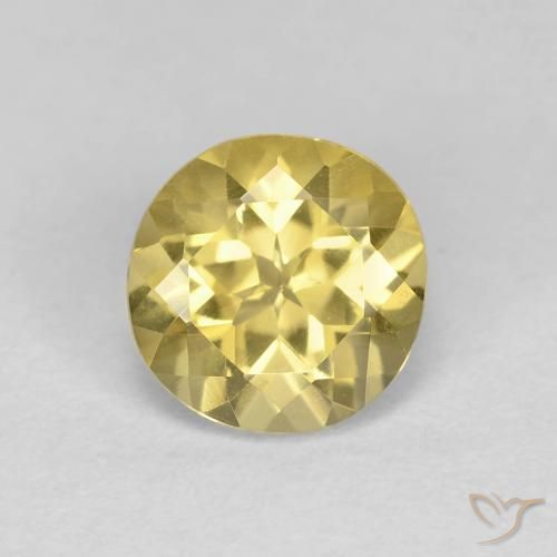 1.31ct Натуральный Светло-золотисто-желтый Берилл, Круглый, Чистота VVS