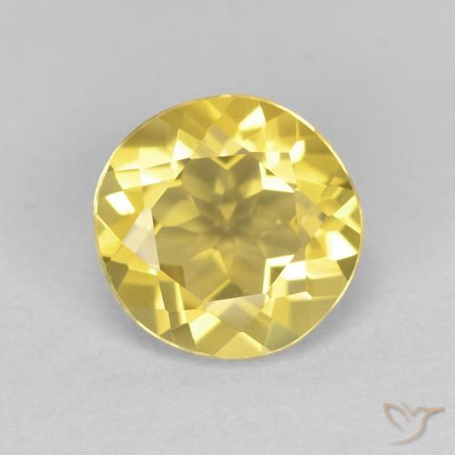 1.26ct Натуральный Средний желтый Берилл, Круглый, Чистота VVS
