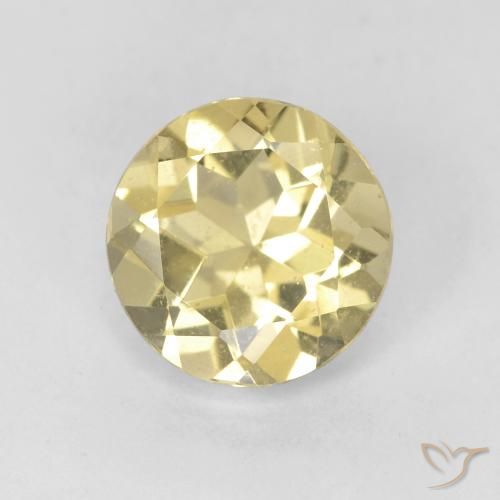 1.53ct Натуральный Очень светлый дижонский желтый Берилл, Круглый, Чистота VS