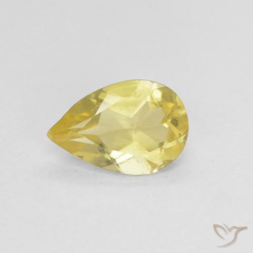 0.77ct Натуральный Светло-землисто-желтый Берилл, Форма груши, VVS-VS