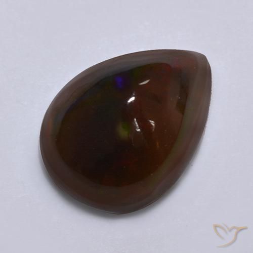 0.85ct Натуральный Многоцветный Черный опал, Форма груши, Полупрозрачный