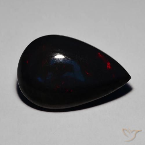 5.95ct Натуральный Многоцветный Черный опал, Форма груши, Полупрозрачный
