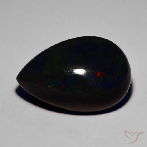 7.64ct Натуральный Многоцветный Черный опал, Форма груши, Полупрозрачный