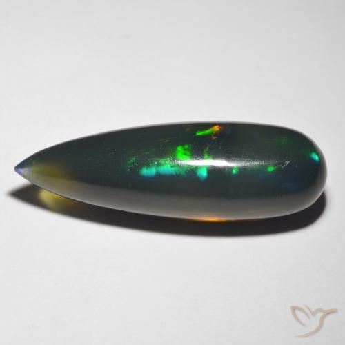 10.85ct Натуральный Многоцветный Черный опал, Форма груши, Полупрозрачный