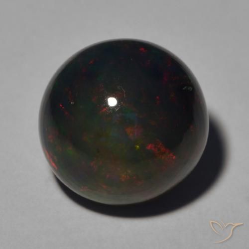 4.55ct Натуральный Многоцветный Черный опал, Круглый, Непрозрачный