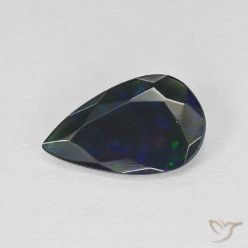 1.22ct Натуральный Многоцветный Черный опал, Форма груши, Полупрозрачный