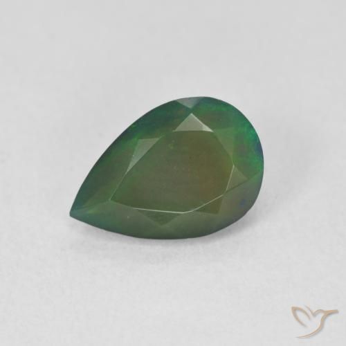 1.15ct Натуральный Многоцветный Черный опал, Форма груши, Полупрозрачный