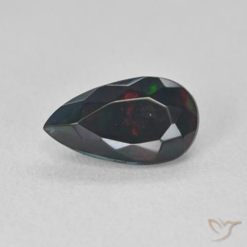 1.05ct Натуральный Многоцветный Черный опал, Форма груши, Полупрозрачный
