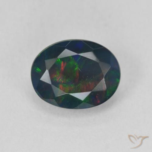 1.35ct Натуральный Многоцветный Черный опал, Овал, Полупрозрачный