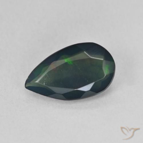 1.12ct Натуральный Многоцветный Черный опал, Форма груши, Полупрозрачный