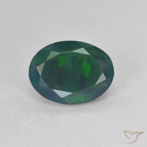 1.31ct Натуральный Многоцветный Черный опал, Овал, Полупрозрачный