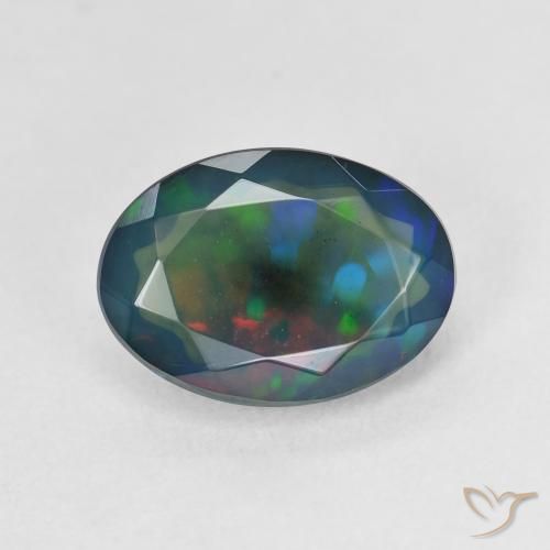1.90ct Натуральный Многоцветный Черный опал, Овал, Полупрозрачный