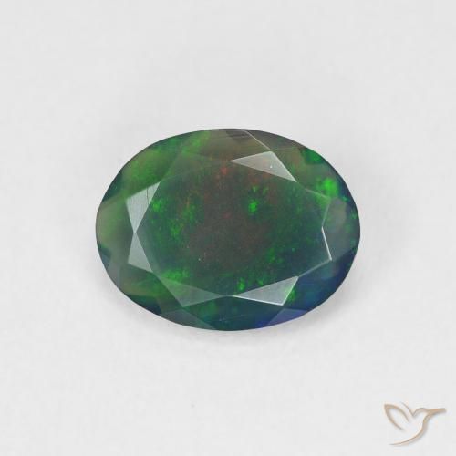 0.88ct Натуральный Многоцветный Черный опал, Овал, Полупрозрачный