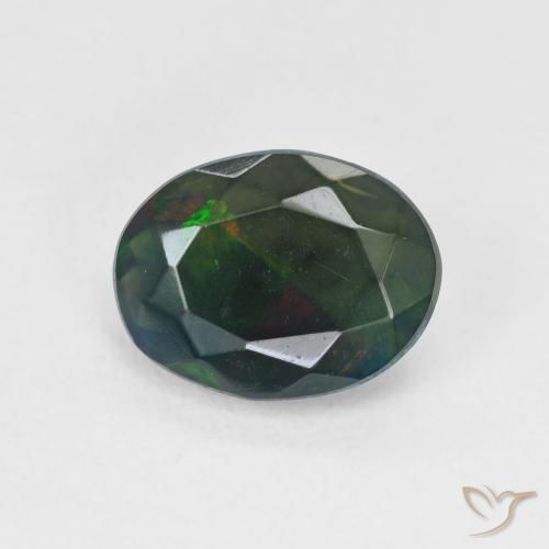 1.36ct Натуральный Многоцветный Черный опал, Овал, Полупрозрачный