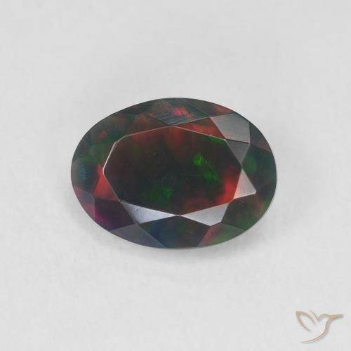 1.20ct Натуральный Многоцветный Черный опал, Овал, Полупрозрачный