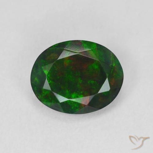 1.25ct Натуральный Многоцветный Черный опал, Овал, Полупрозрачный