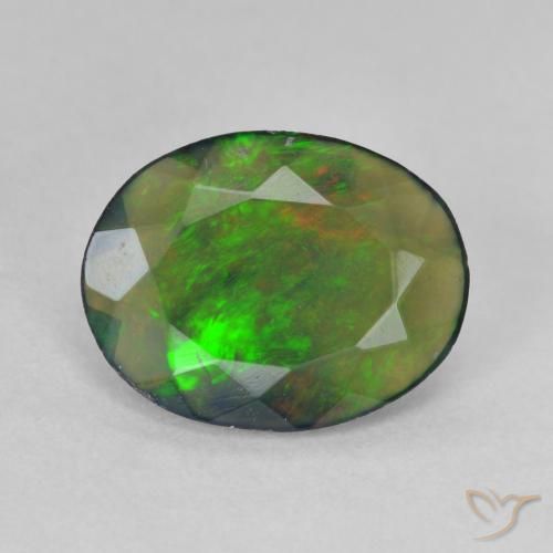 1.35ct Натуральный Многоцветный Черный опал, Овал, Полупрозрачный