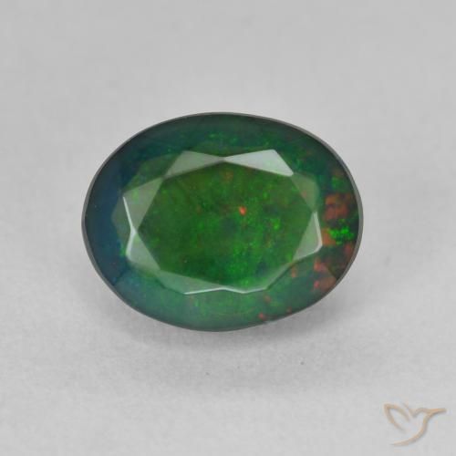 1.43ct Натуральный Многоцветный Черный опал, Овал, Полупрозрачный