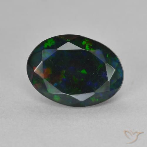 1.18ct Натуральный Многоцветный Черный опал, Овал, Полупрозрачный