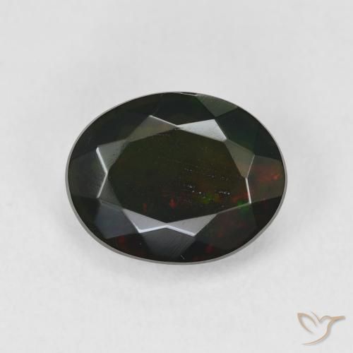 1.69ct Натуральный Многоцветный Черный опал, Овал, Полупрозрачный