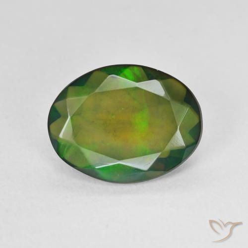 1.90ct Натуральный Многоцветный Черный опал, Овал, Полупрозрачный