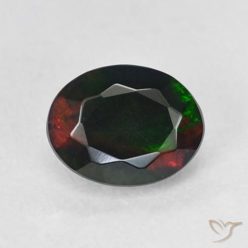 1.12ct Натуральный Многоцветный Черный опал, Овал, Полупрозрачный