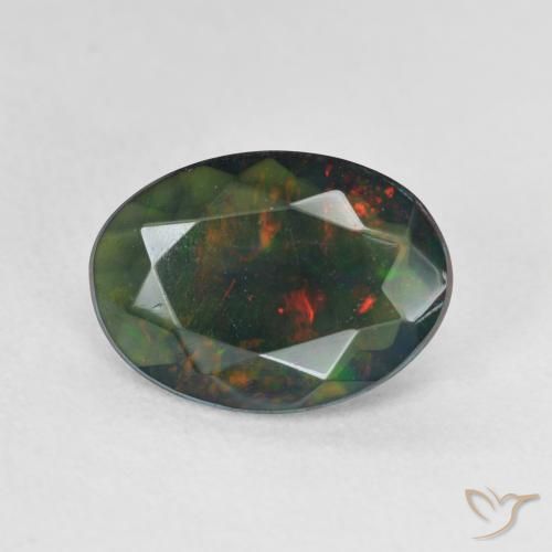 1.74ct Натуральный Многоцветный Черный опал, Овал, Полупрозрачный