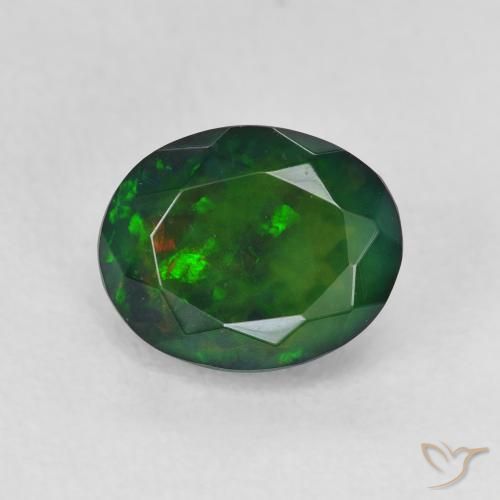 1.38ct Натуральный Многоцветный Черный опал, Овал, Полупрозрачный