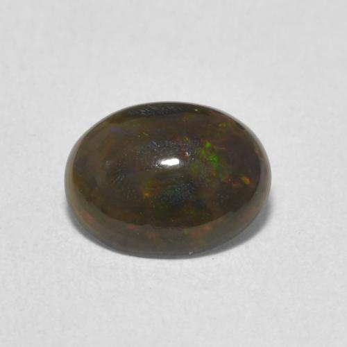 0.84ct Натуральный Многоцветный Черный опал, Овал, Непрозрачный