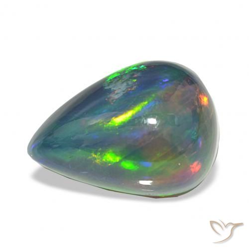 7.46ct Многоцветный Черный опал, Форма груши, Непрозрачный