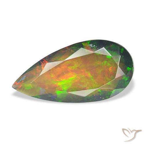 2.45ct Многоцветный Черный опал, Форма груши, Непрозрачный