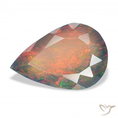 2.89ct Многоцветный Черный опал, Форма груши, Непрозрачный