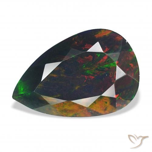 6.18ct Многоцветный Черный опал, Форма груши, Непрозрачный