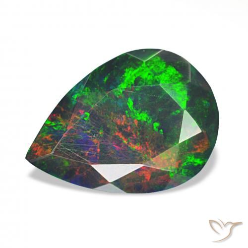 1.40ct Многоцветный Черный опал, Форма груши, Непрозрачный