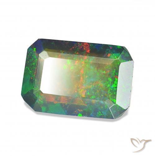1.24 карата, натуральный Многоцветный Черный опал, Октагон / Изумрудная Огранка, Непрозрачный