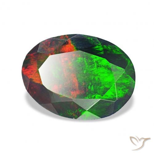 1.07 карата, натуральный Многоцветный Черный опал, Овал, Непрозрачный