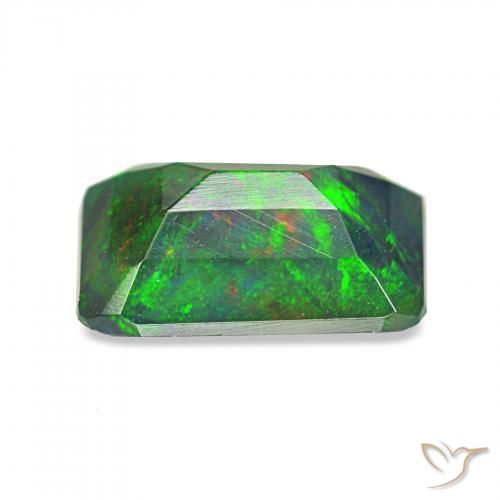 0.89 карата, натуральный Многоцветный Черный опал, Изумрудная огранка, Непрозрачный