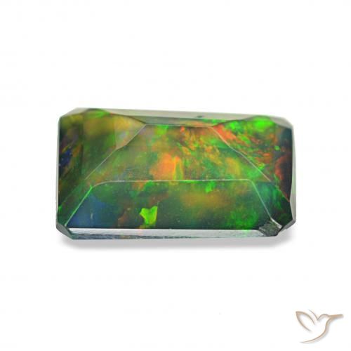 0.77 карата, натуральный Многоцветный Черный опал, Изумрудная огранка, Непрозрачный