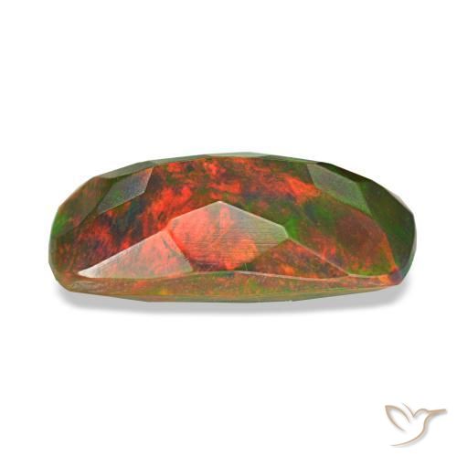 Натуральный многоцветный чёрный опал 1,62 карата подушка крой, непрозрачный