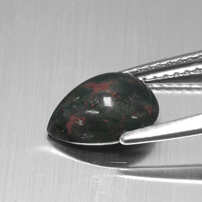 1.42 карата, натуральный Пятнисто-зеленый Кровавый Камень/Гелиотроп, Форма груши, Непрозрачный