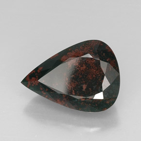 15.66 карата, натуральный Пятнисто-зеленый Кровавый Камень/Гелиотроп, Форма груши, Непрозрачный