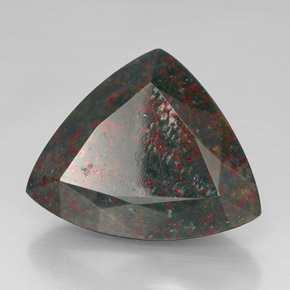 31.69 карата, натуральный Пятнисто-зеленый Кровавый Камень/Гелиотроп, Триллион, Непрозрачный