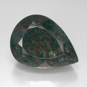 57.45 карата, натуральный Пятнисто-зеленый Кровавый Камень/Гелиотроп, Форма груши, Непрозрачный